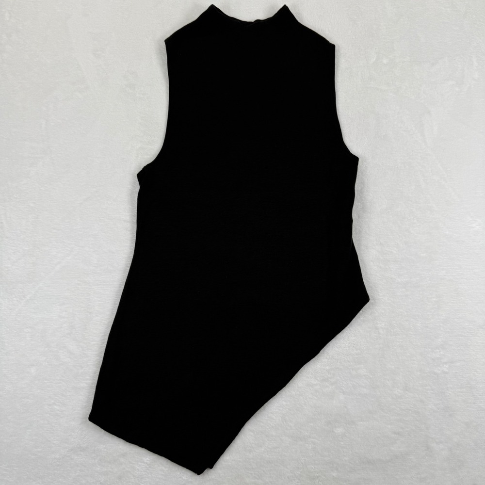 Rosetta Getty Womens Black Silk Cashmere Asymmetric Mock Neck‎ Sleeveless Top M